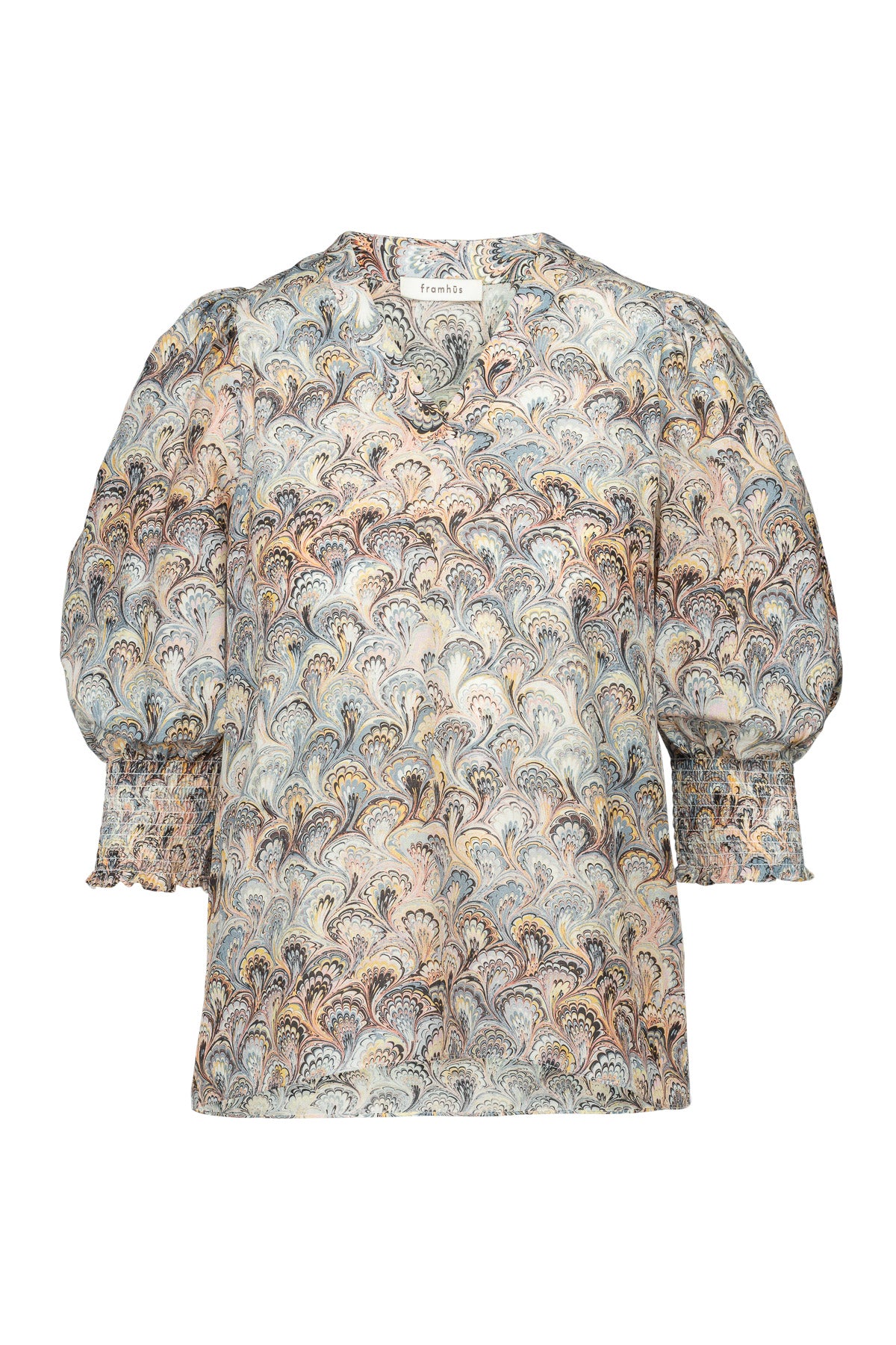 Billie Silk/Cotton Blouse – Peacock Print