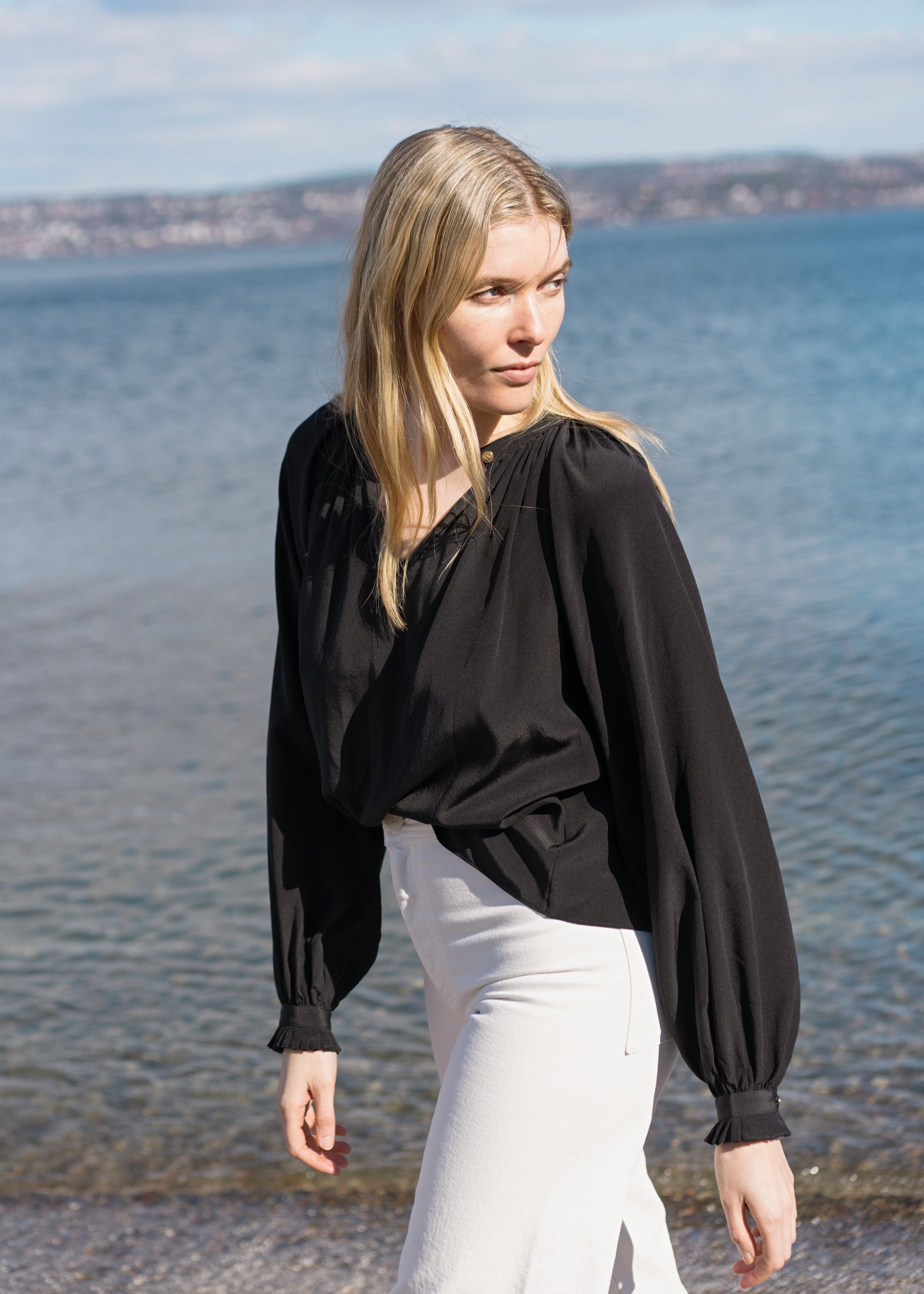 Ingrid Silk Blouse – Black