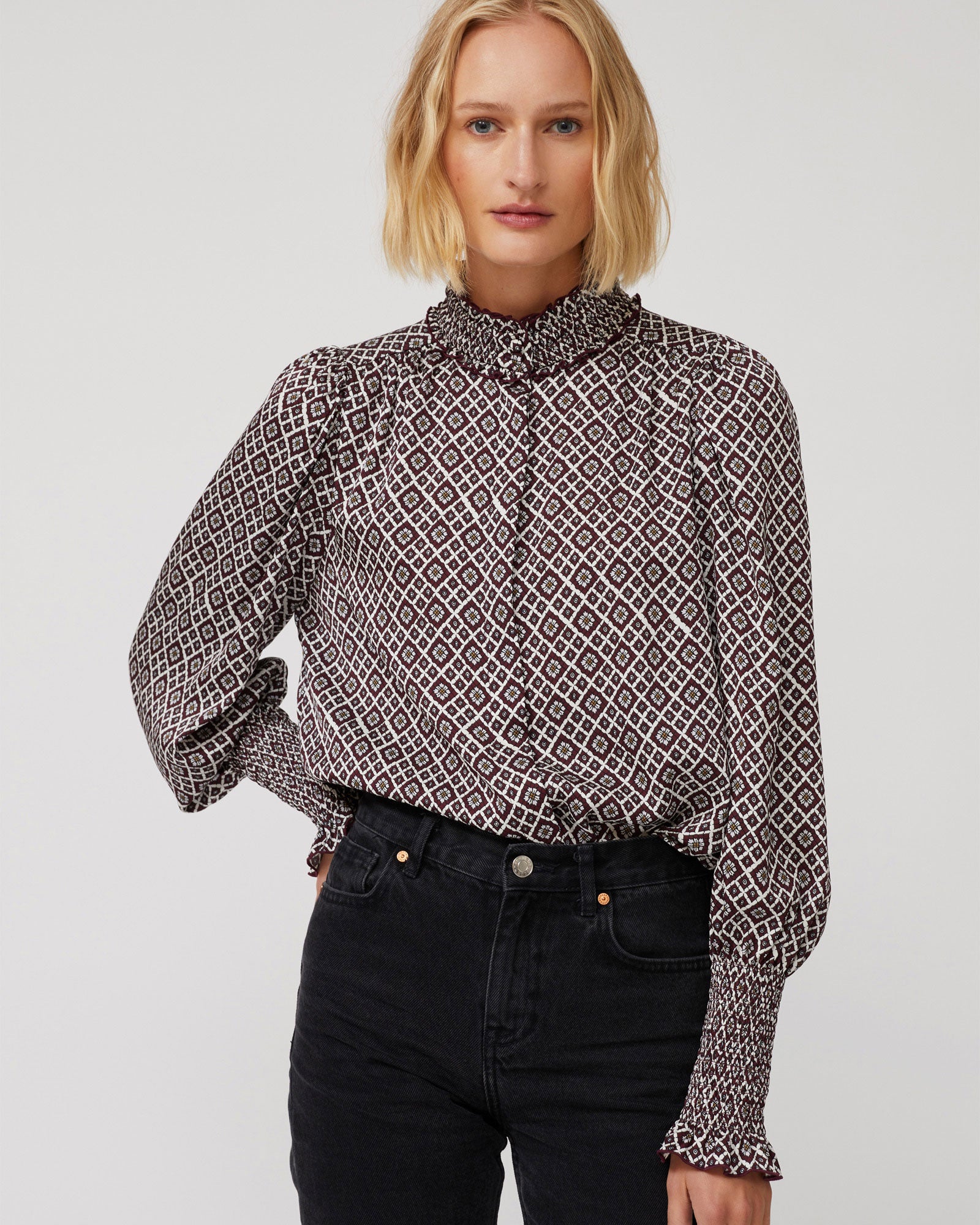 Mila Silk Blouse - Japanese Garden Print