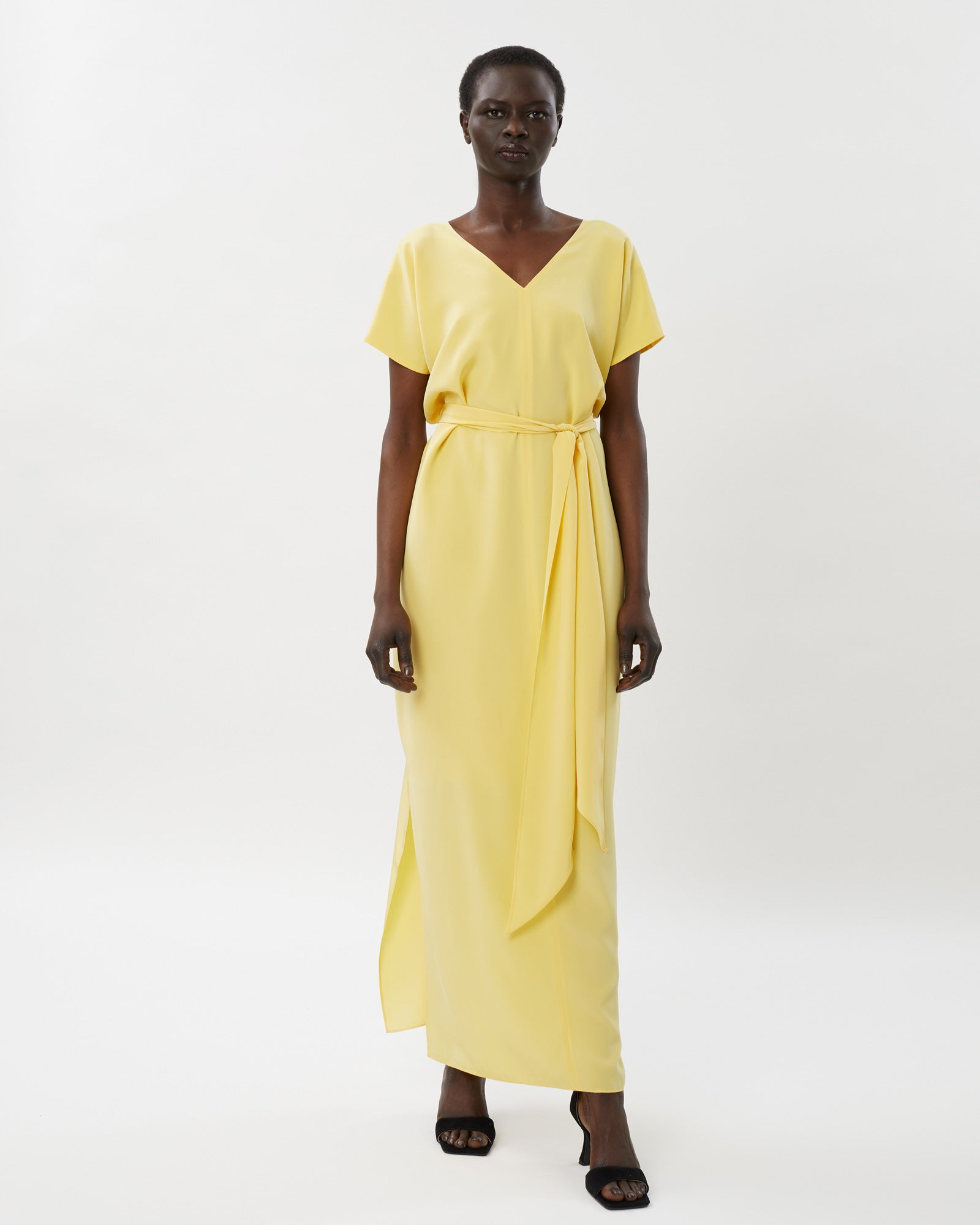 Zoe Silk Maxi Dress - Lemon