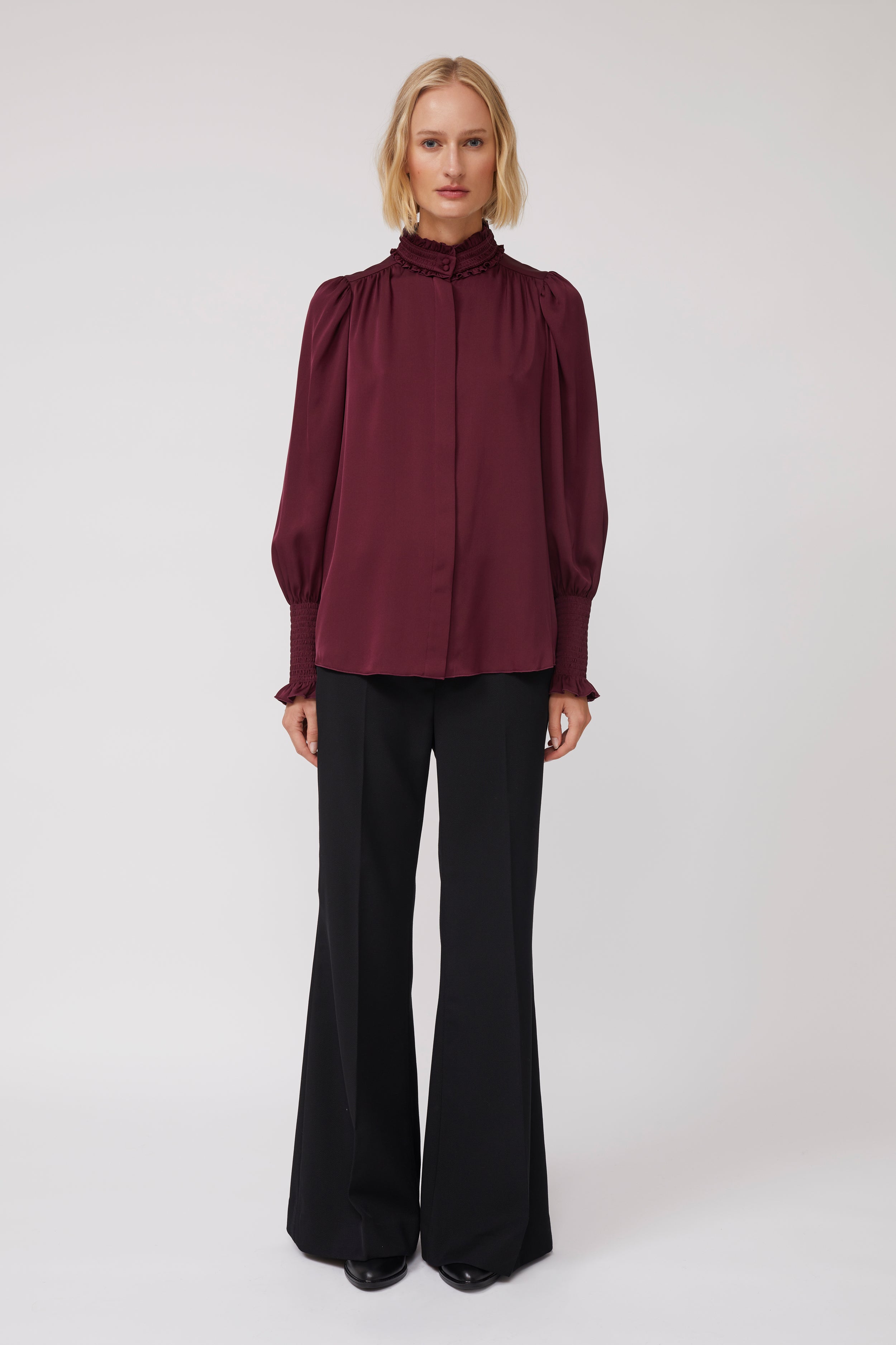 Mila Silk Blouse - Bordeaux