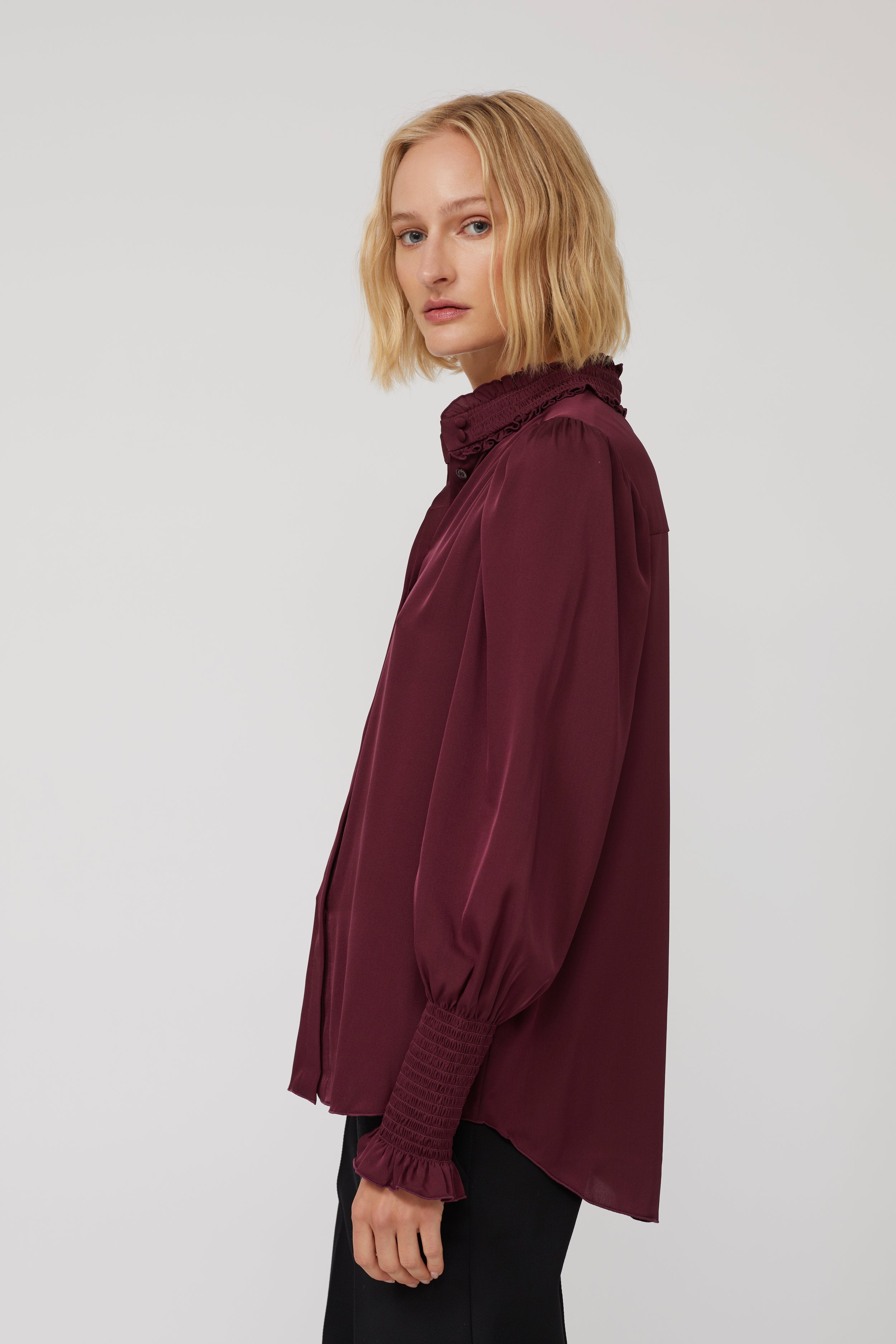 Mila Silk Blouse - Bordeaux