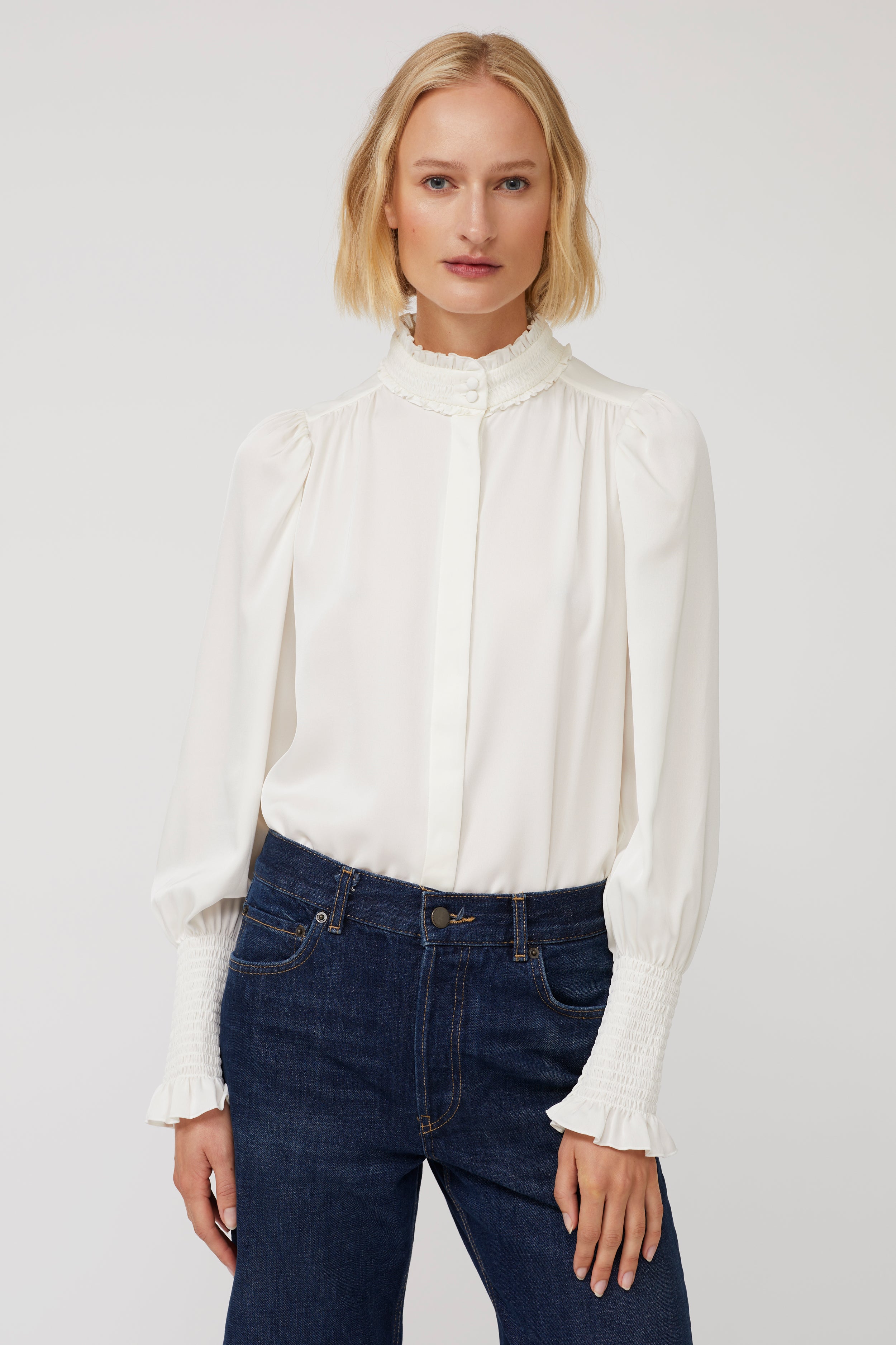 Mila Silk Blouse - White