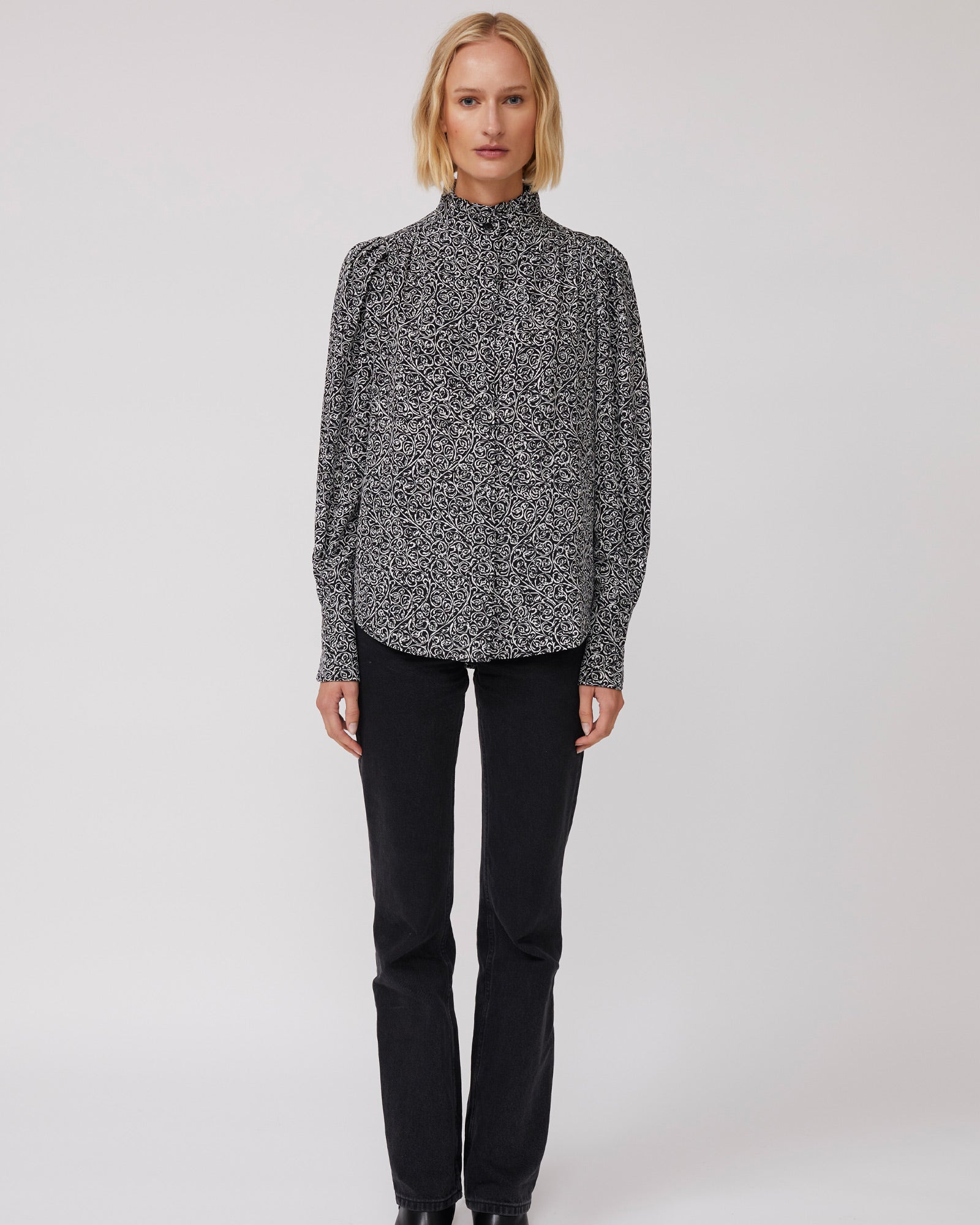 Sienna Silk Blouse - Leaf Print
