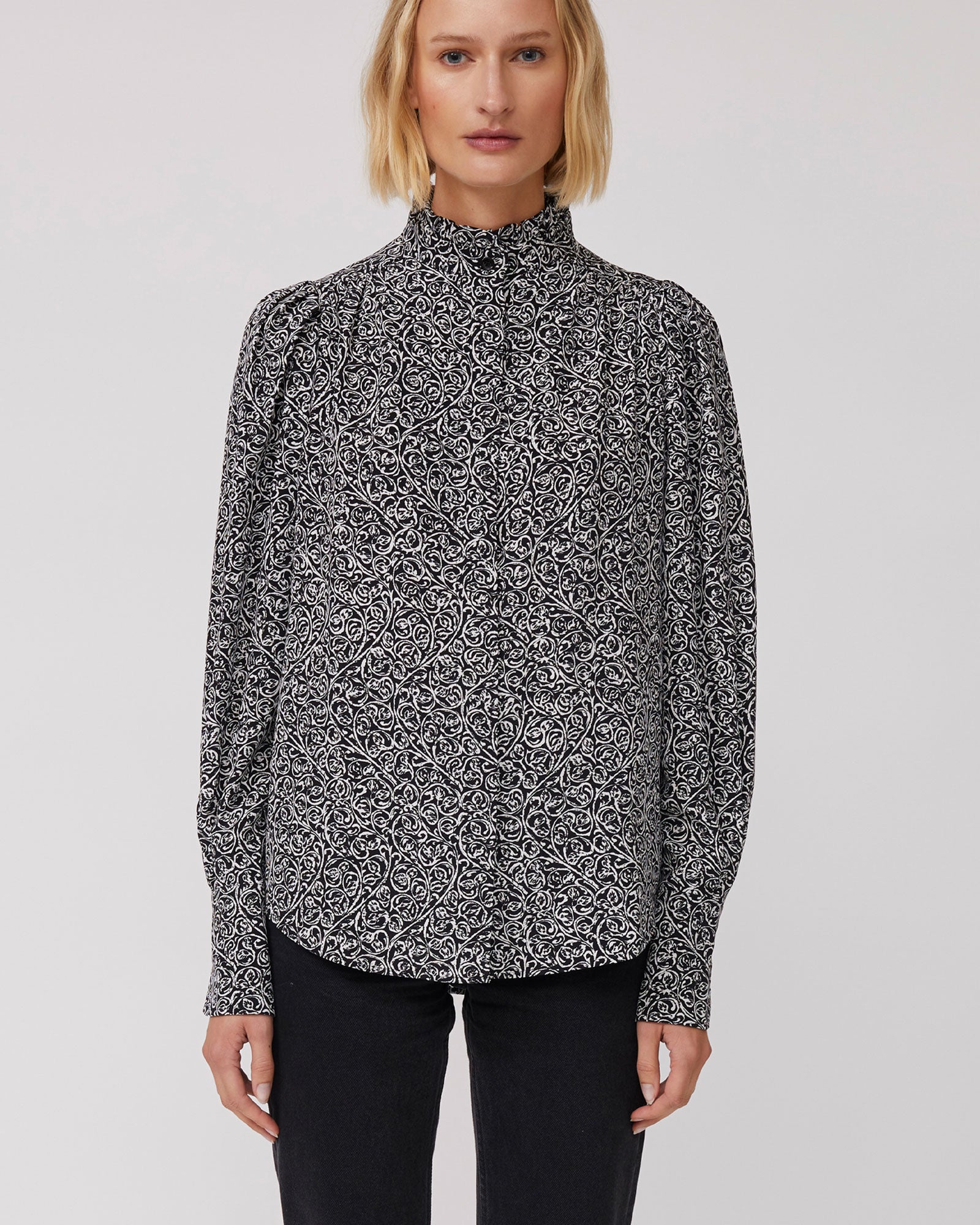 Sienna Silk Blouse - Leaf Print