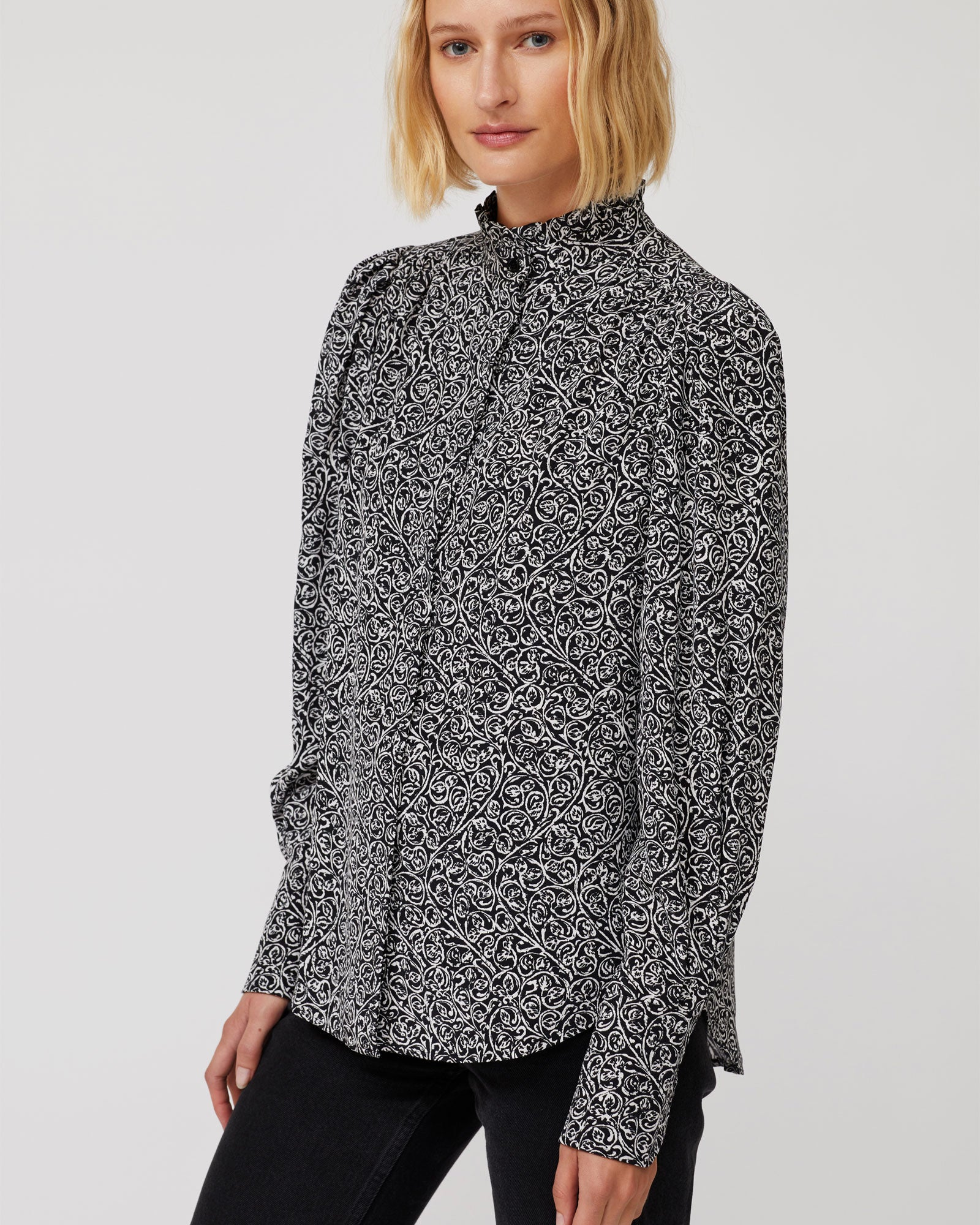 Sienna Silk Blouse - Leaf Print