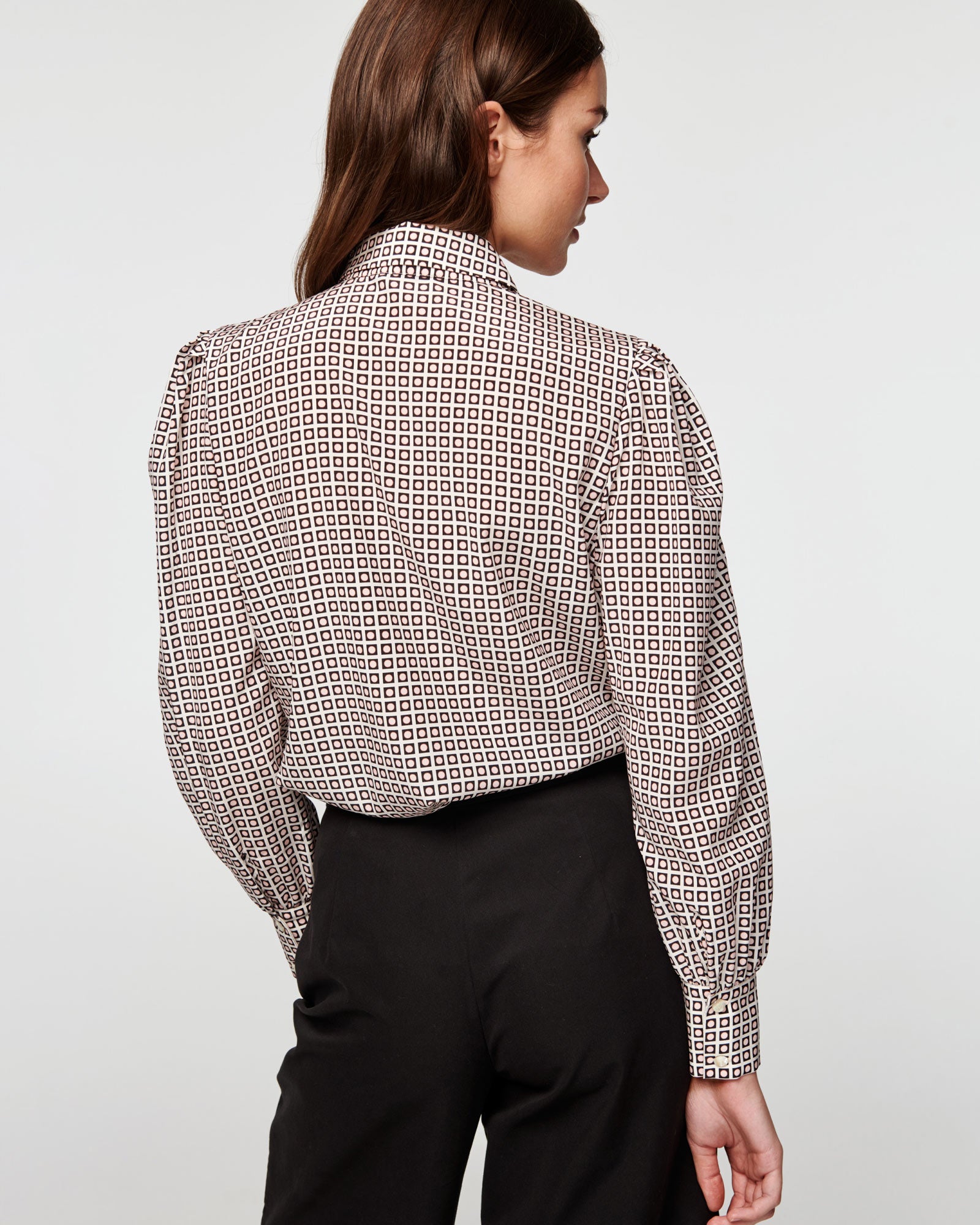 Yuriko Silk Blouse - Graphic Check Print