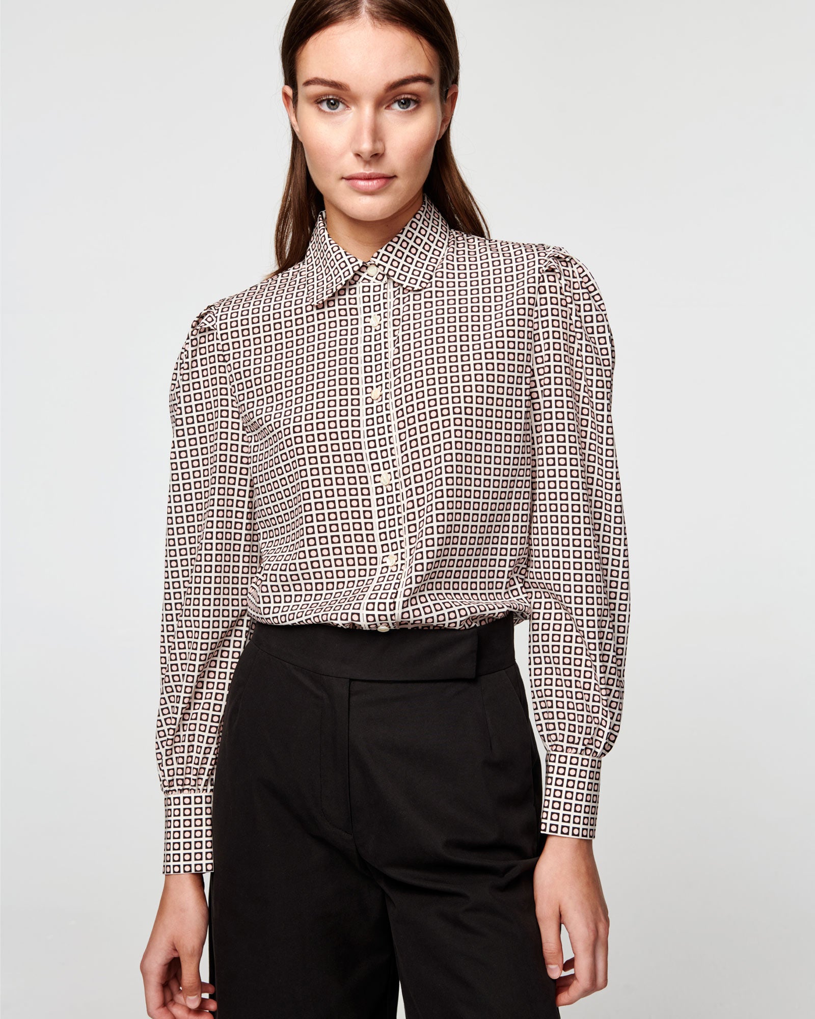 Yuriko Silk Blouse - Graphic Check Print