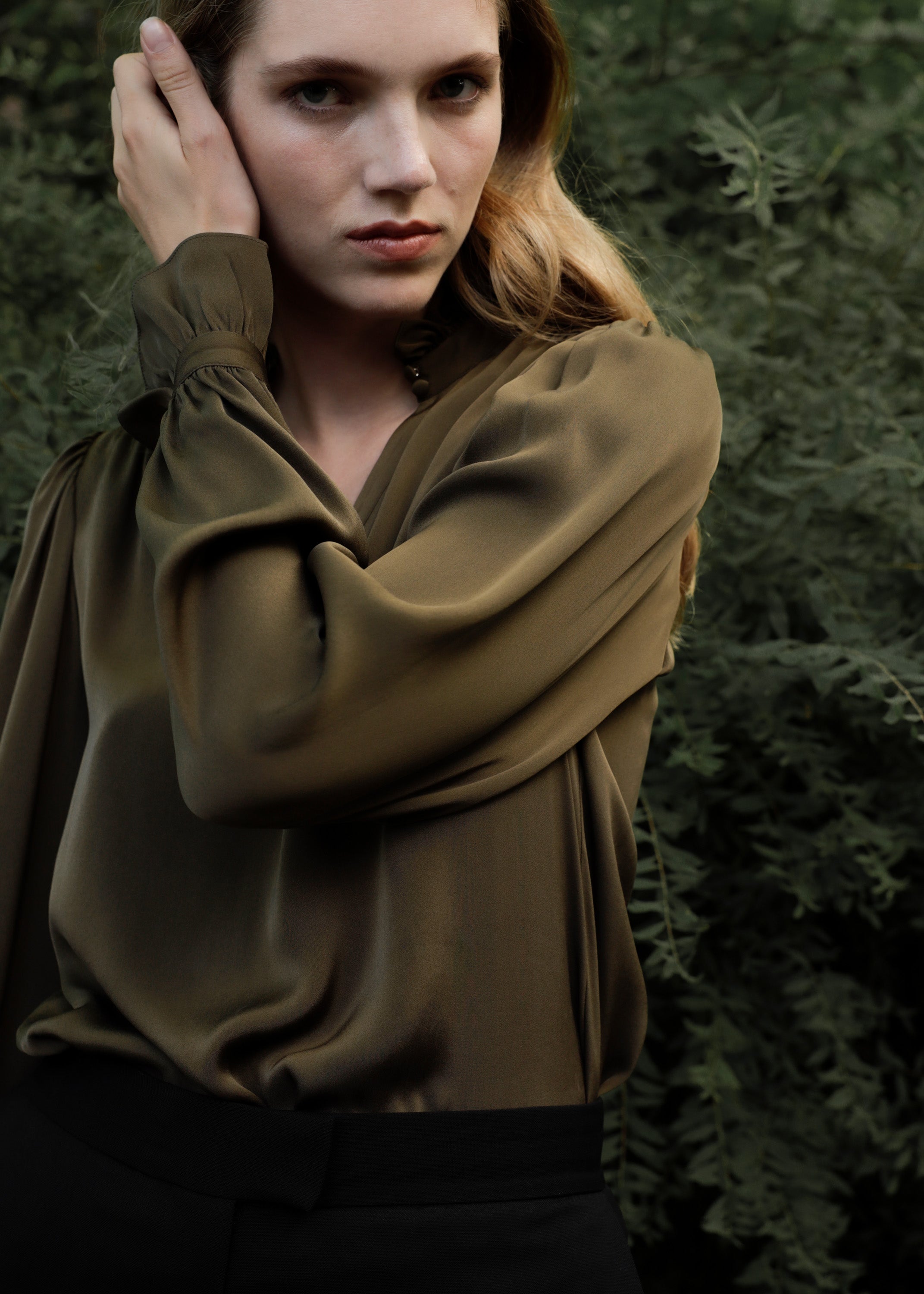 Faye Silk Blouse - Olive