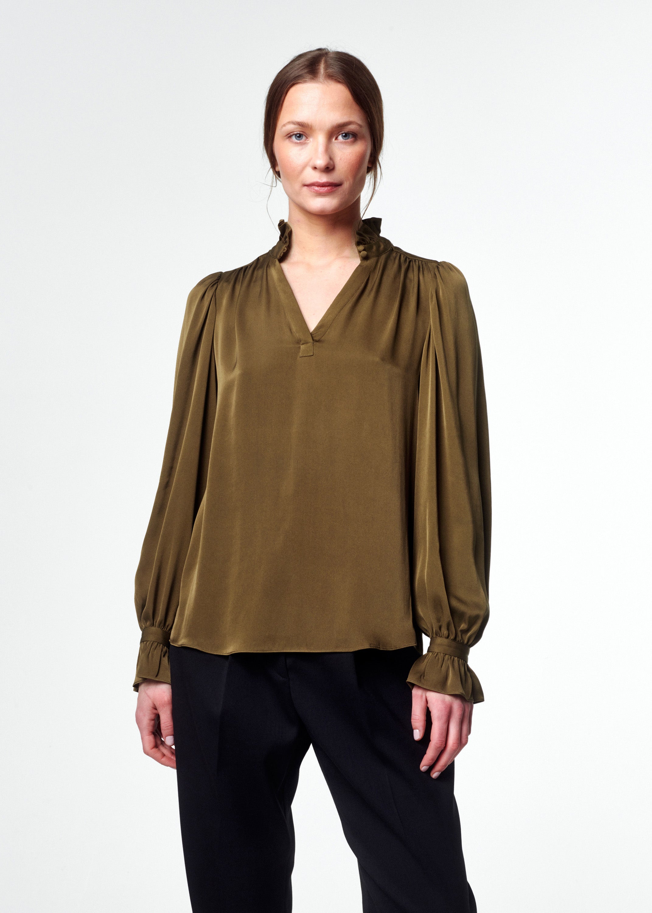 Faye Silk Blouse - Olive