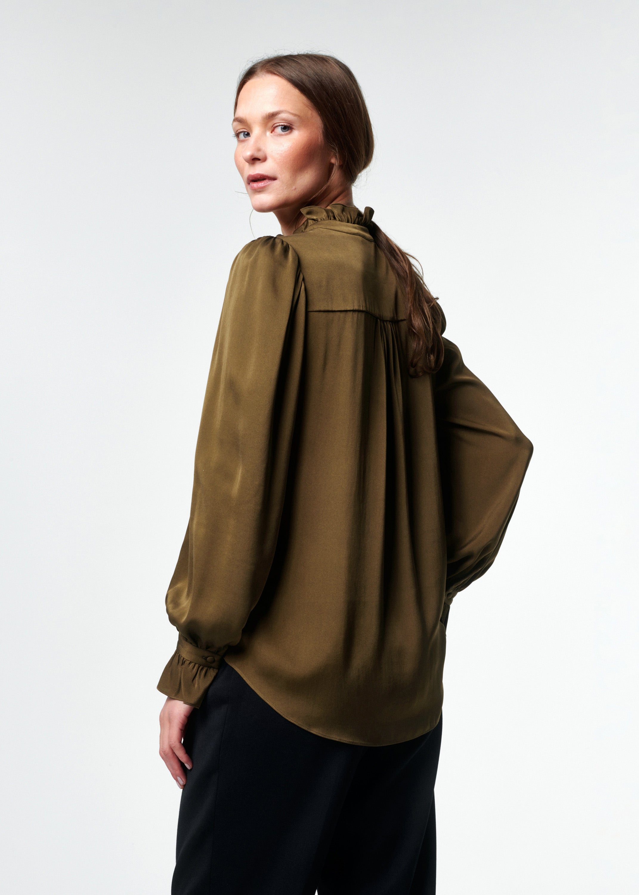 Faye Silk Blouse - Olive