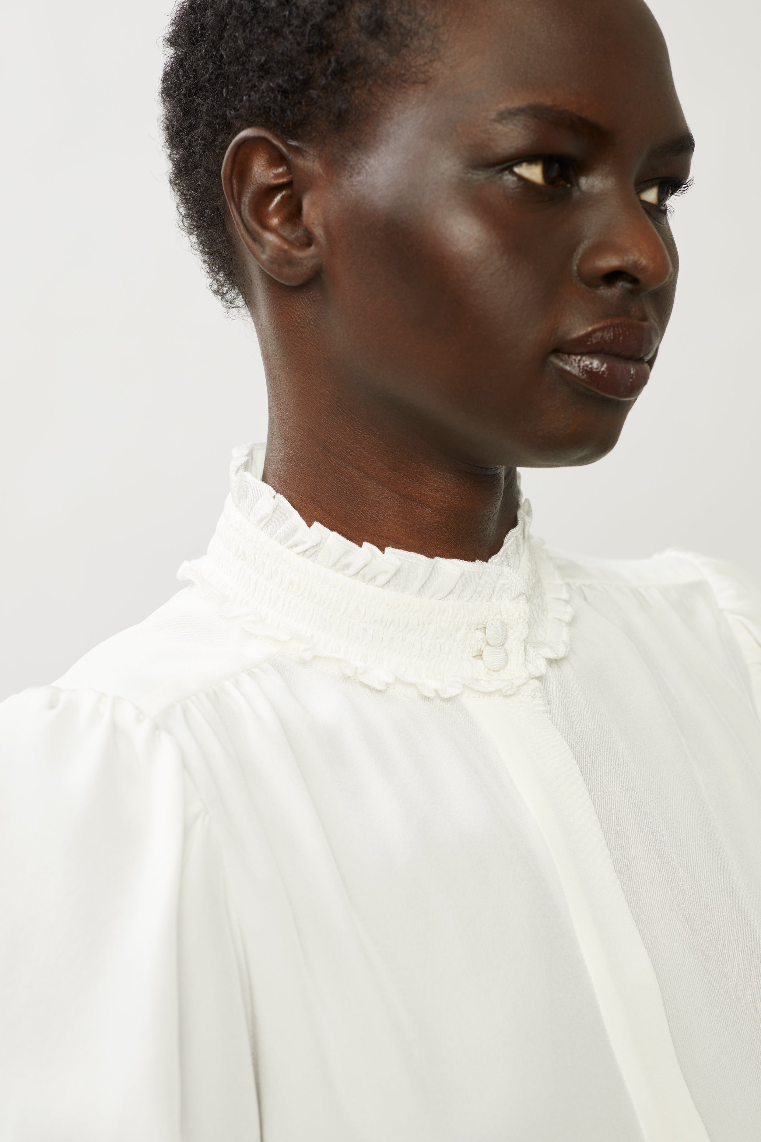 Carrie Short-Sleeve Silk Blouse - White