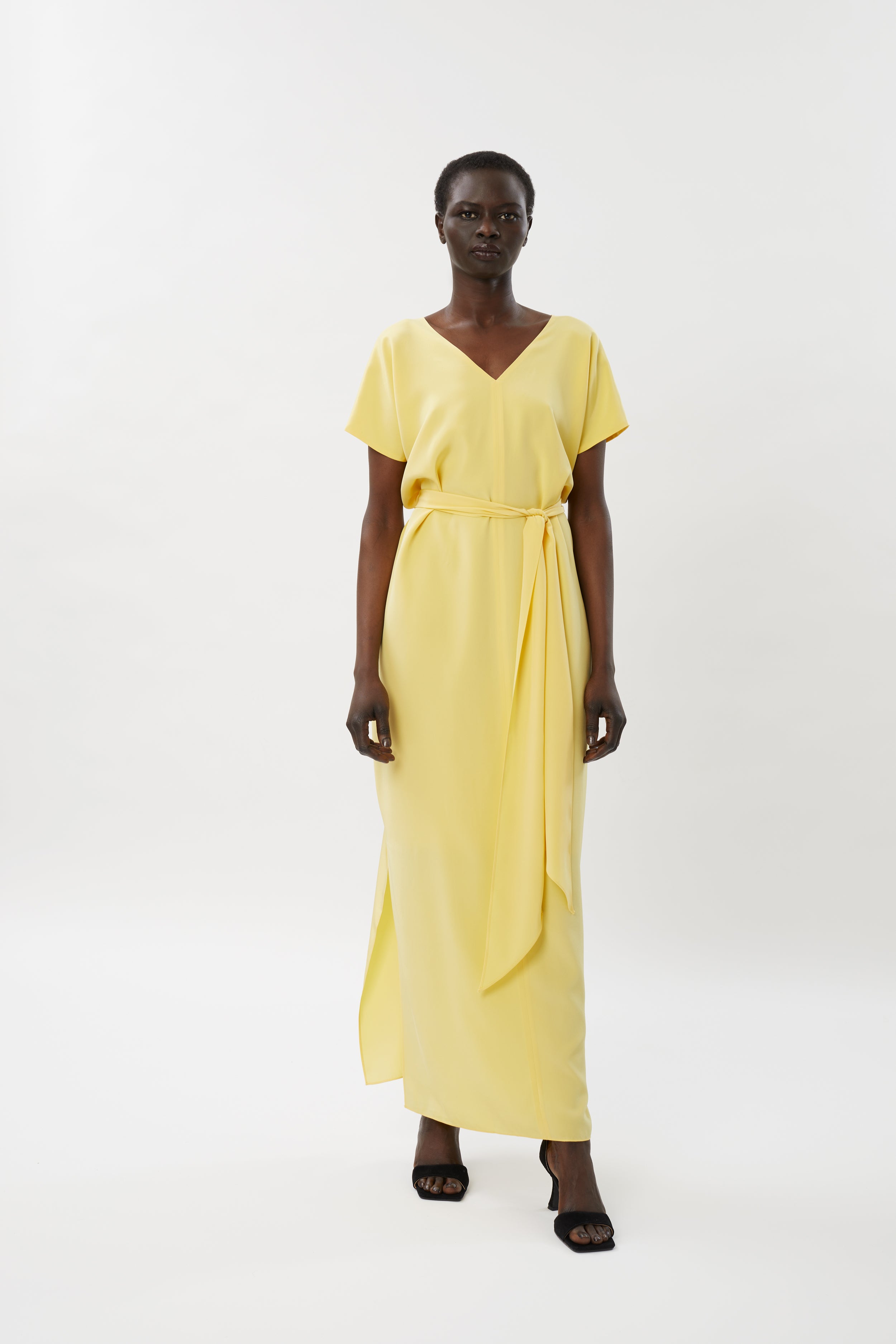 Zoe Silk Maxi Dress - Lemon