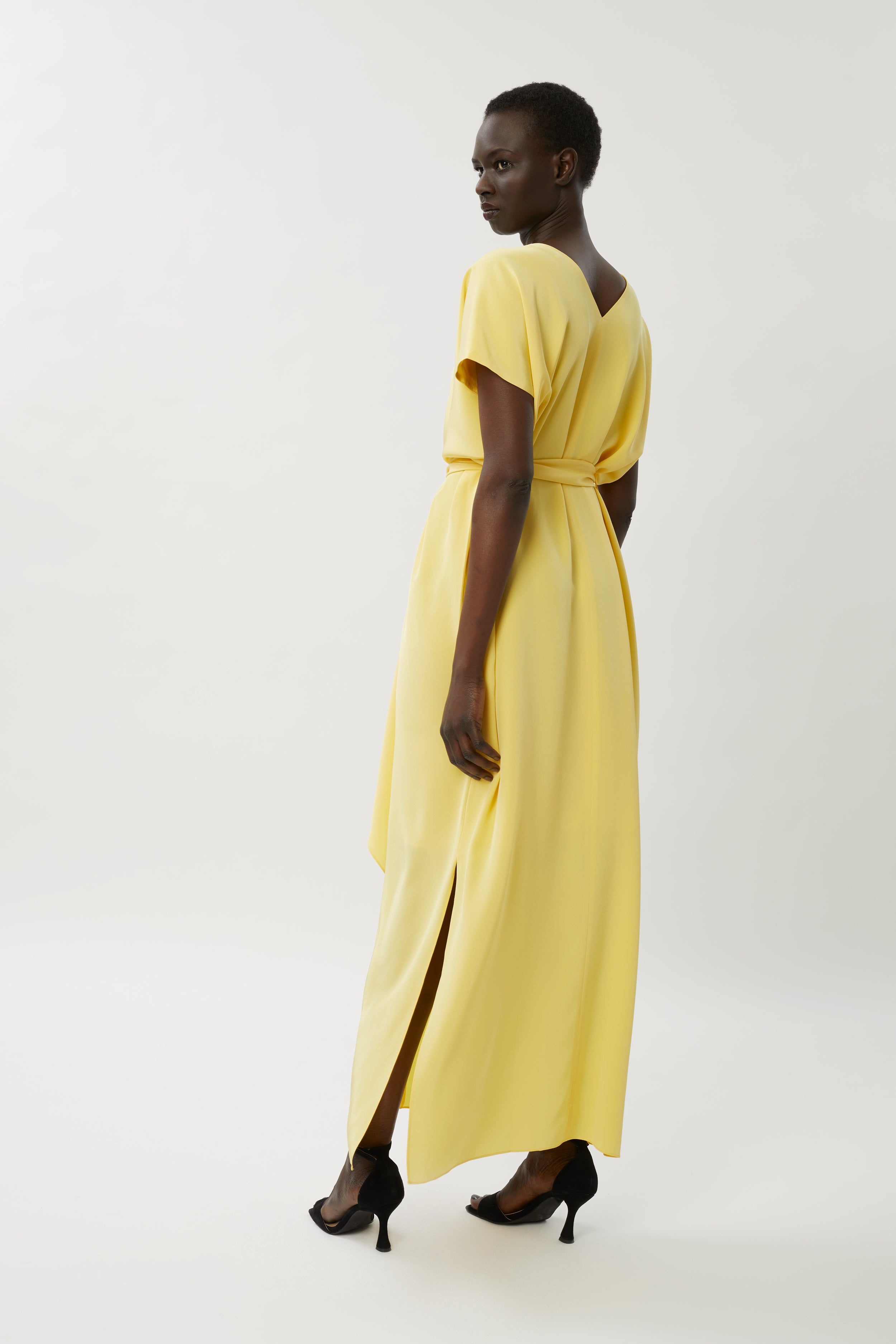Zoe Silk Maxi Dress - Lemon