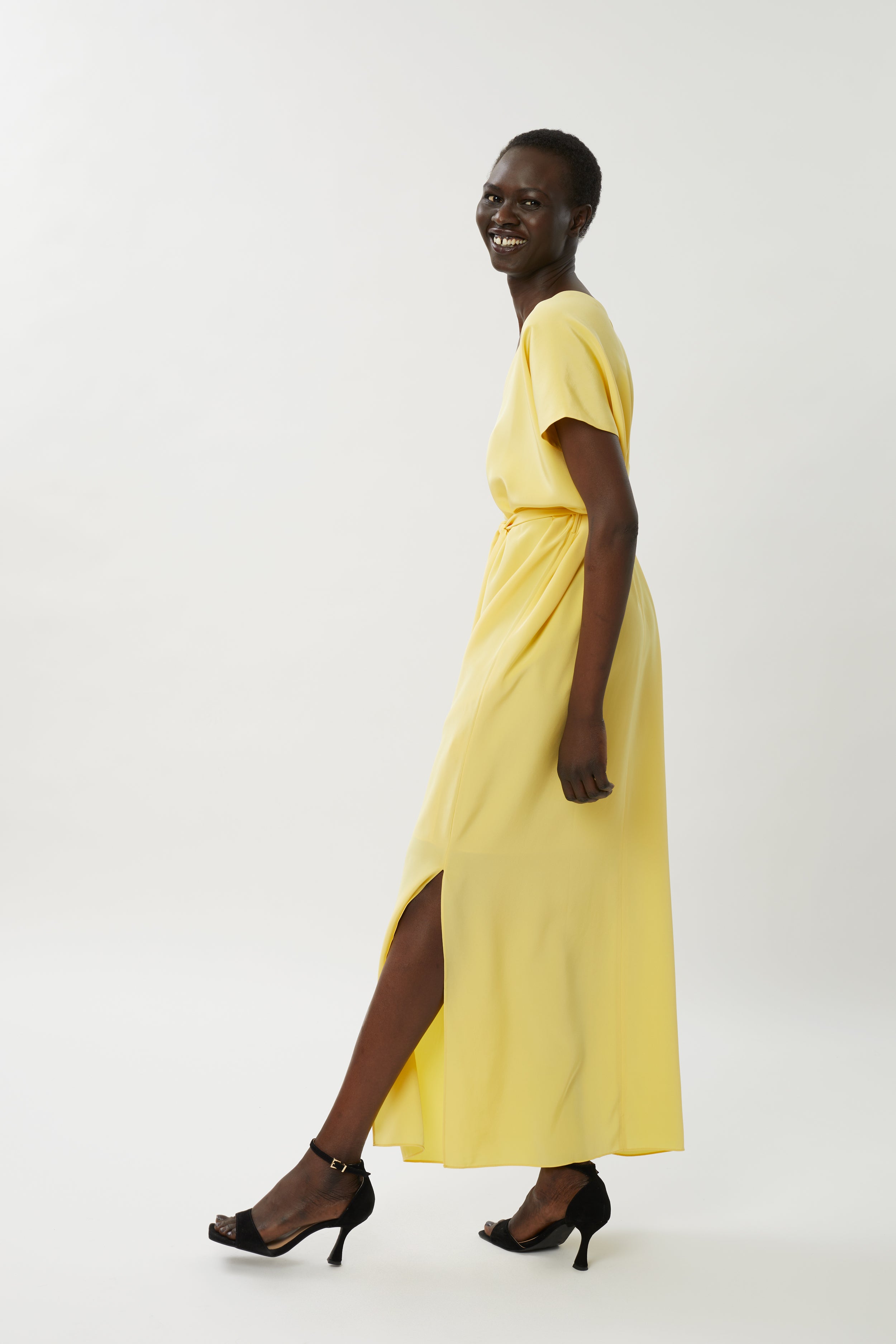 Zoe Silk Maxi Dress - Lemon