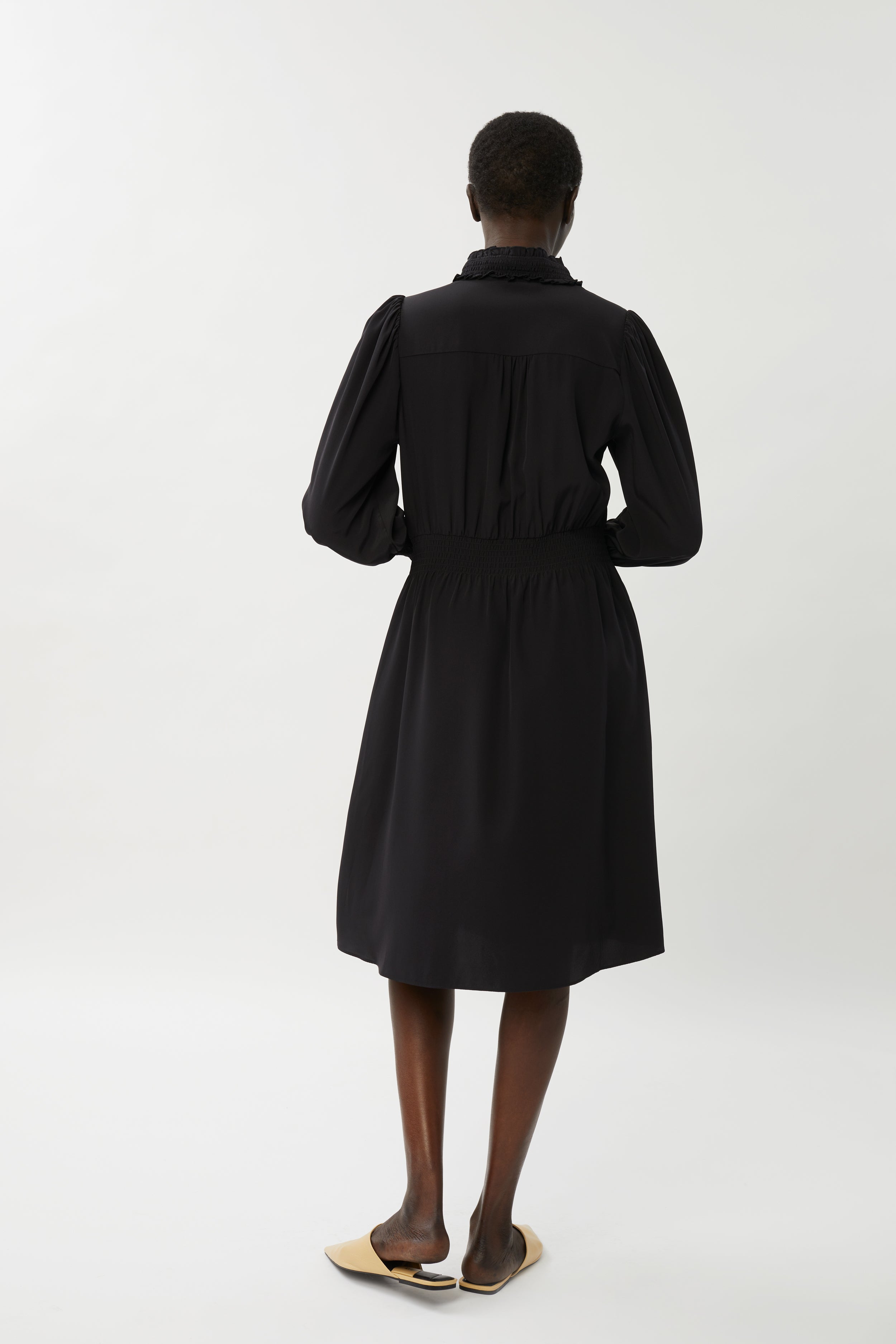 Lana Silk Midi Dress - Black