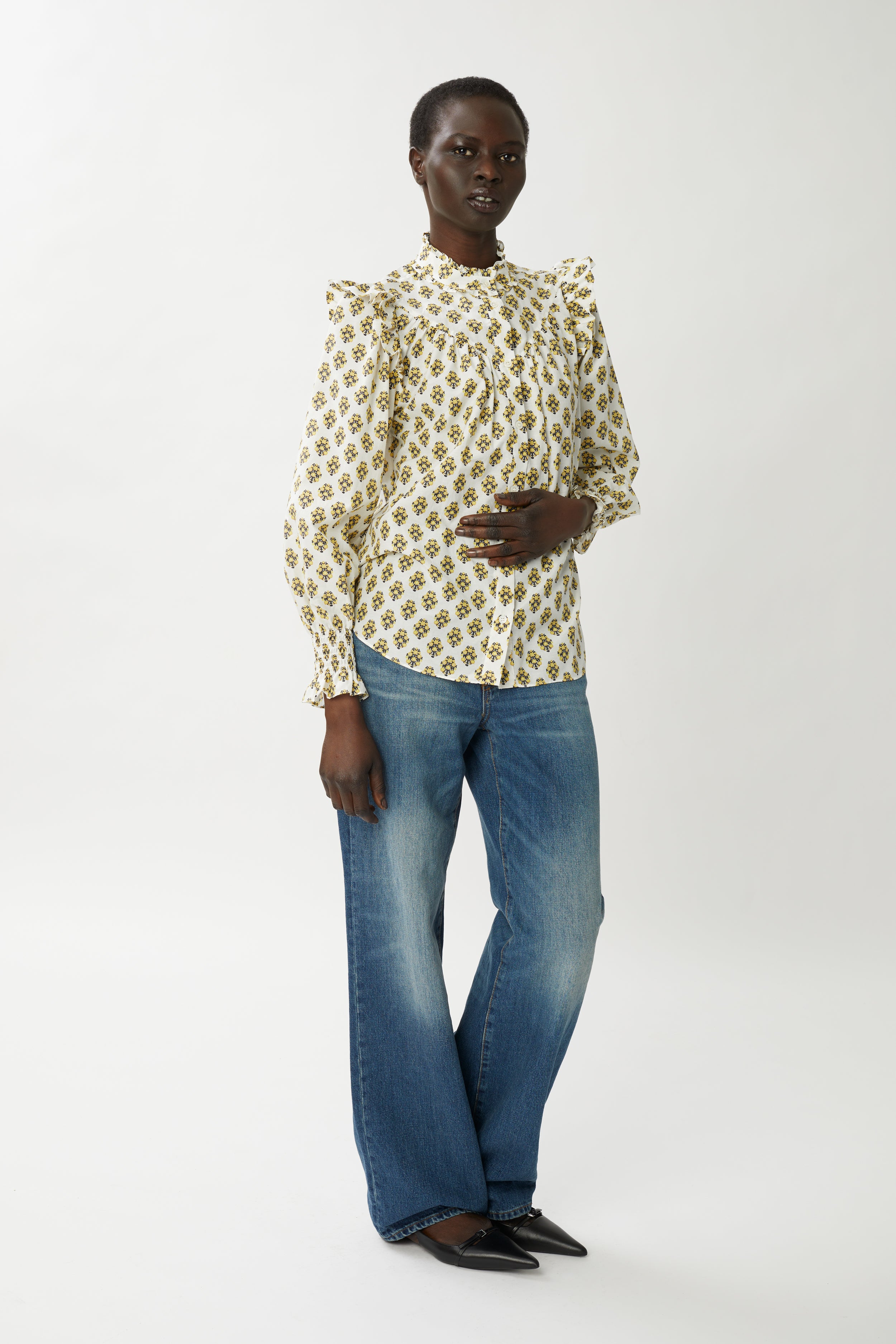 Eve Silk/Cotton Blouse - Marigold Print