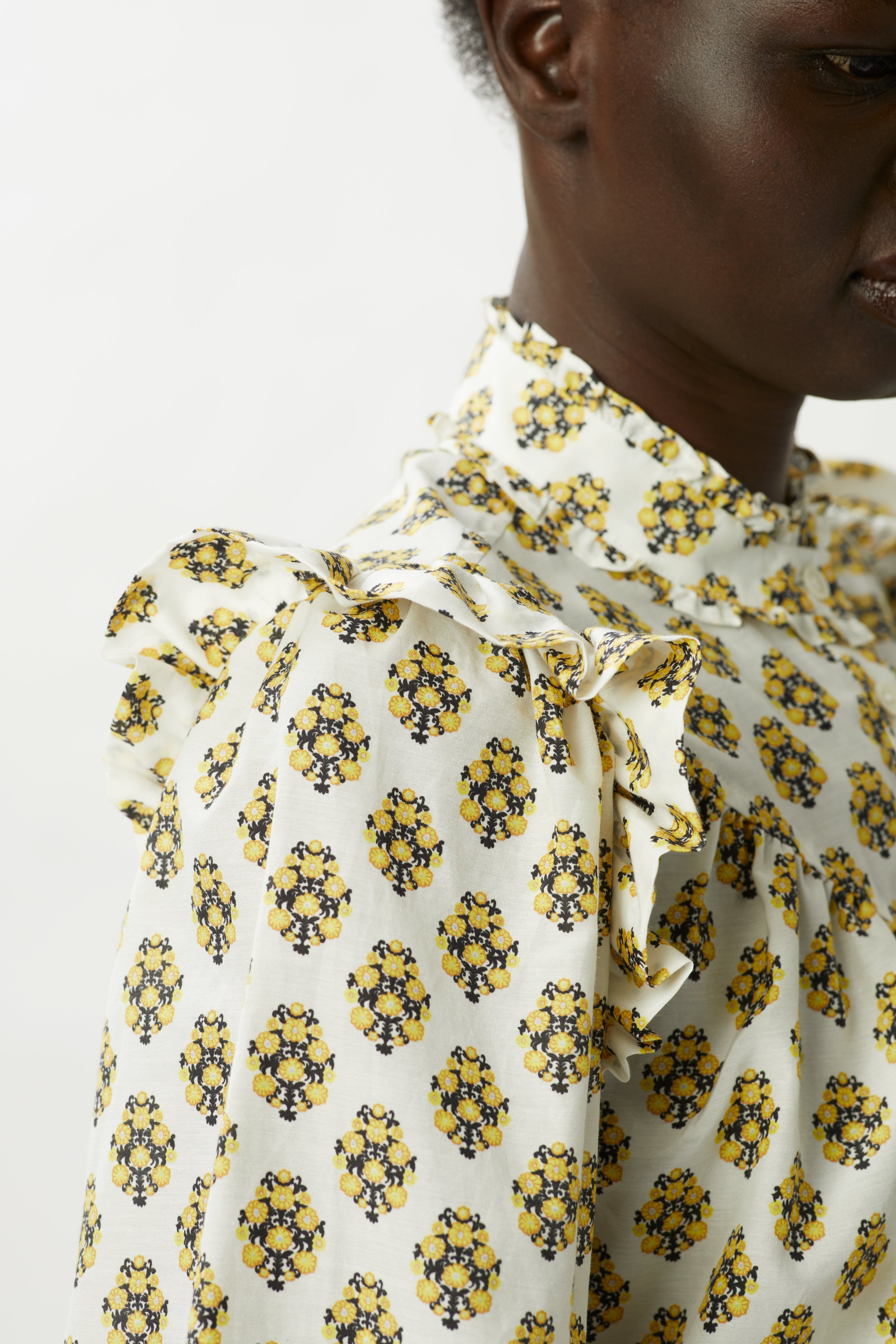 Eve Silk/Cotton Blouse - Marigold Print