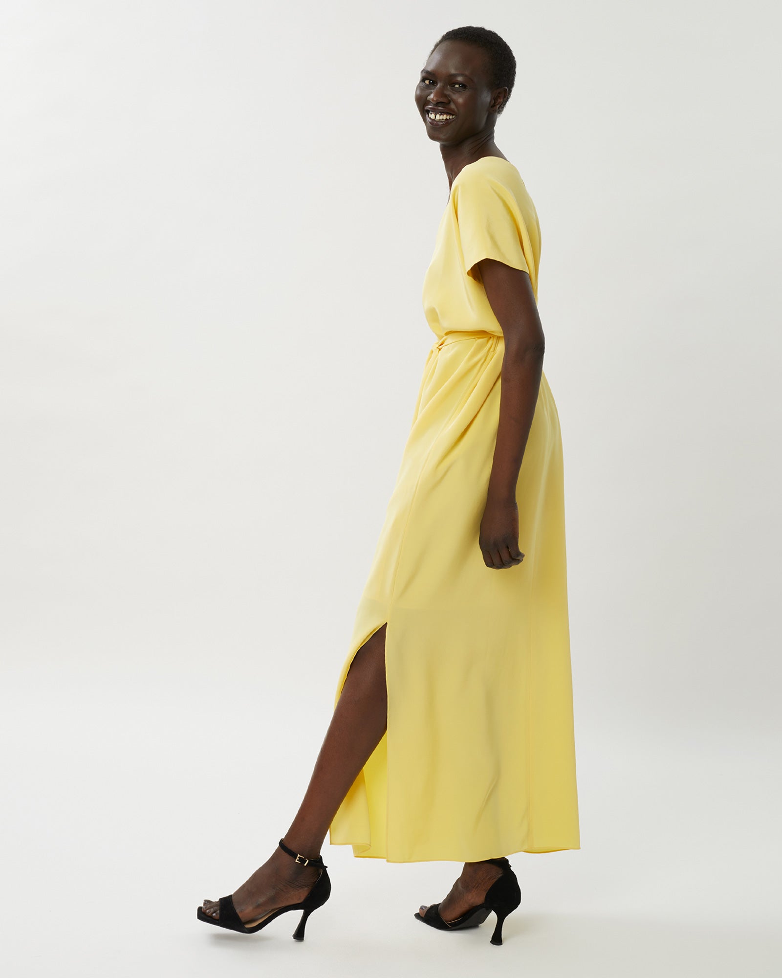 Zoe Silk Maxi Dress - Lemon