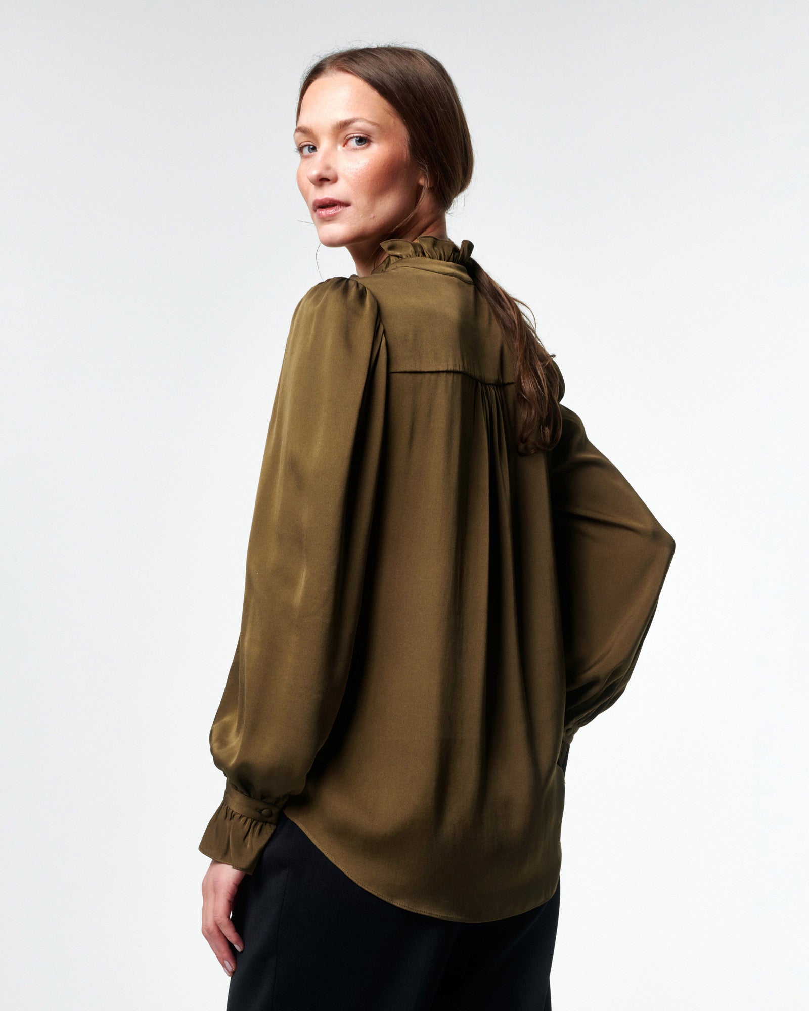 Faye Silk Blouse - Olive