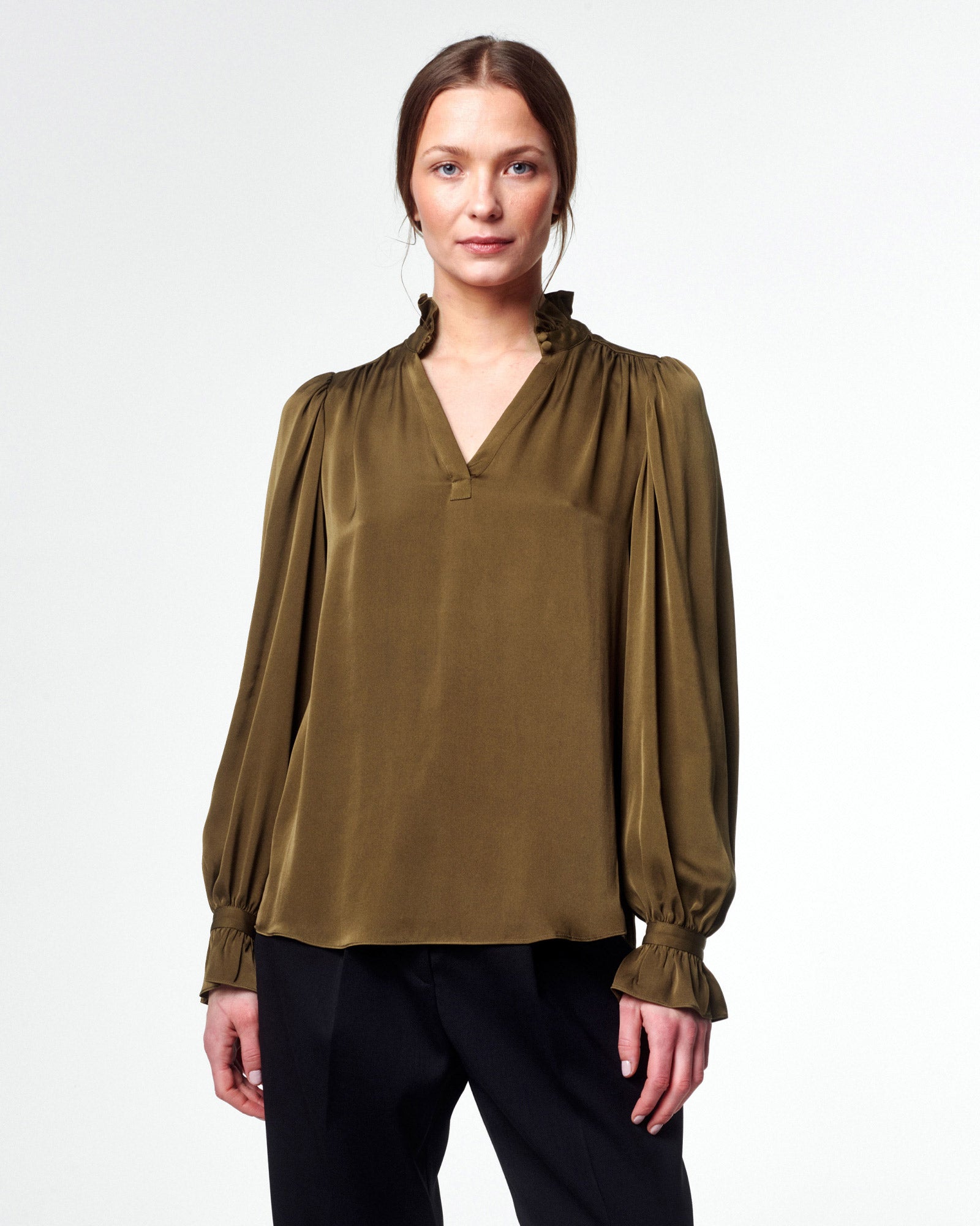 Faye Silk Blouse - Olive