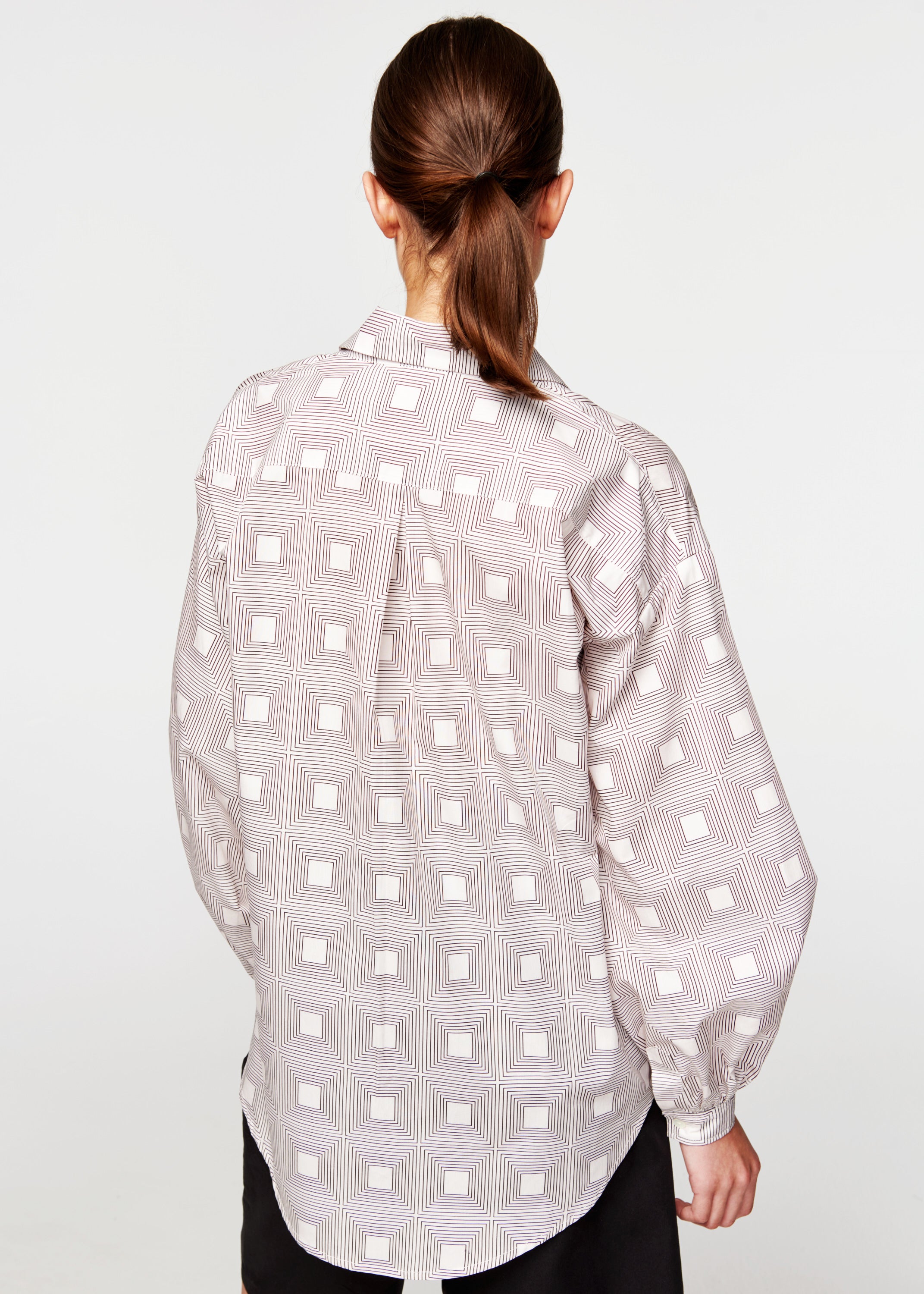 Audrey Organic Cotton Poplin Shirt – White Tortoise Print
